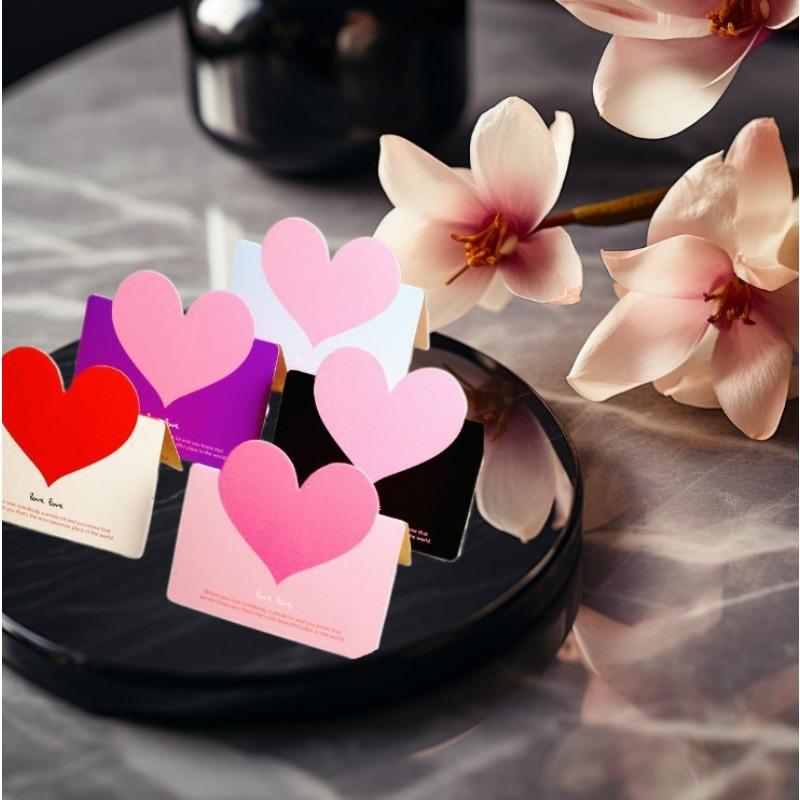 5pcs Heart shaped Thanksgiving Card, Greeting Card for Christmas, Wedding, Anniversary, Folding small greeting cards