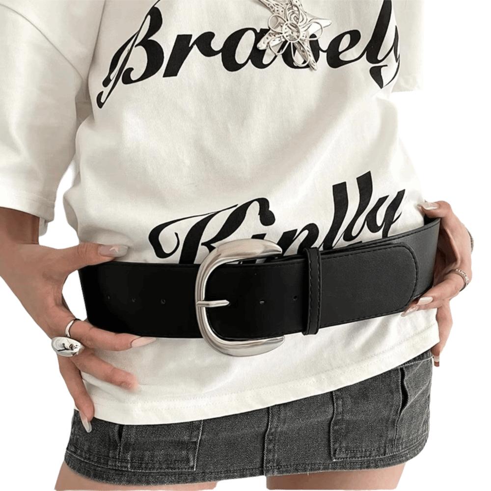 Retro Adjustable Wide Belt Leather White Waist Cincher Waist Belt Women