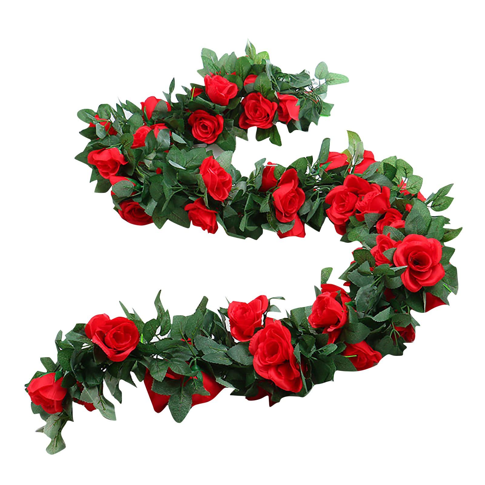 

Simulated Rose Vines, Artificial Flower Rattan Decorative Plastic Vines Wrapping Around Plants червоний