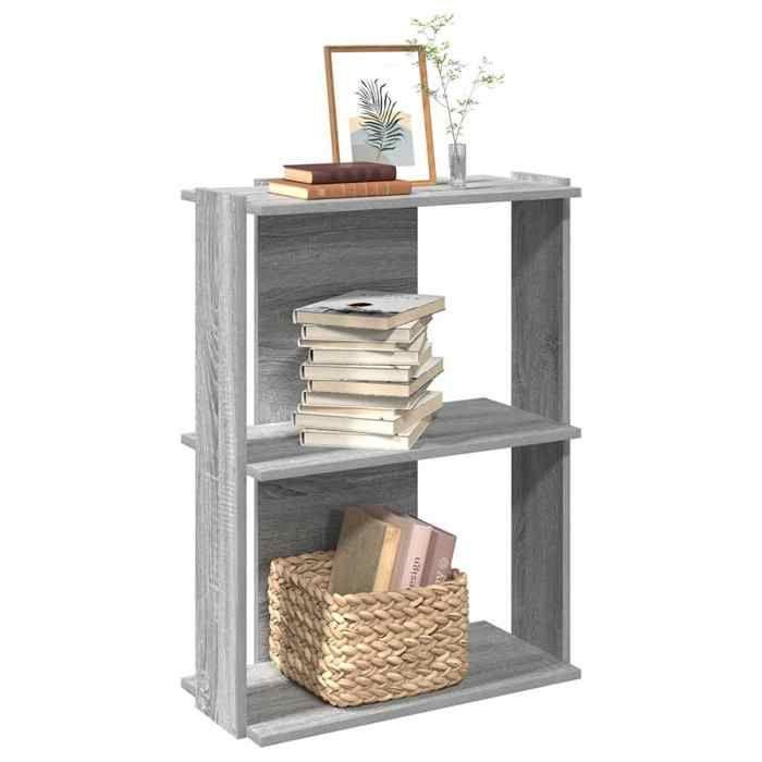 VidaXL Bibliothèque 3 niveaux sonoma gris 60x30x80cm bois d'ingénierie, étagère, étagère à livres, étagère de rangement, 860261