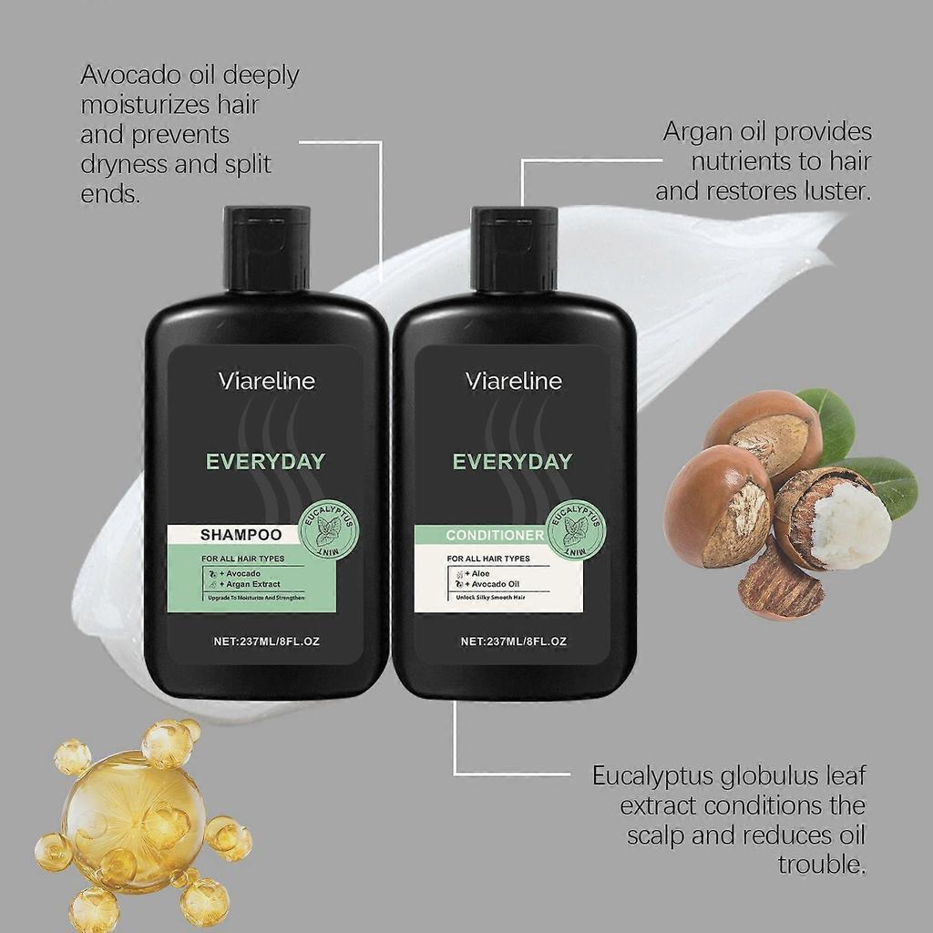 Viareline Men's Daily Hair Care Set Gentle Cleansing Moisturizing Smooth Brightening Daily Hair Care