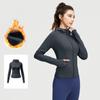 Autumn and Winter Plus Velvet Sports Jacket, Warm, Slim Waist, Women's Fitness, Hooded, Thickened Yoga Clothes