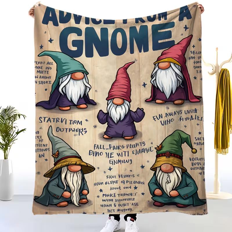Plush Flannel Valentine'S Gnome Printed Blanket – Ultra-Soft And Comfortable Chair, Sofa, Nap, Or – Aesthetic Year-Round Style