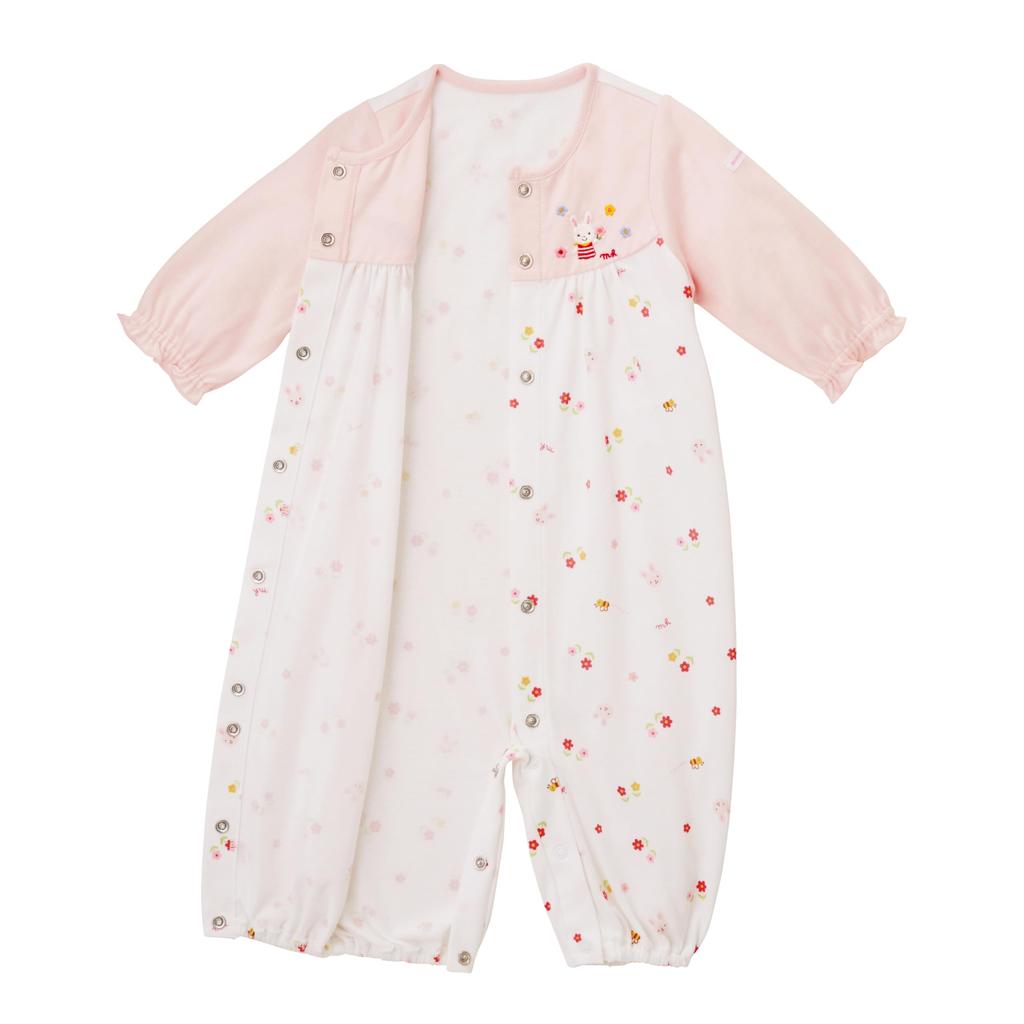 All Coverall Romper Animal Made in Japan Boy Girl Newborn Baby Preparation Baby Baby Clothes Pink [Miki House] Two-way 40-2687-683 50-70cm
