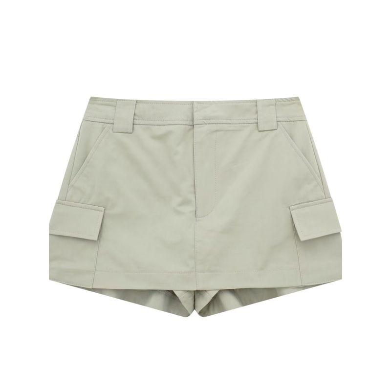Kaslead Women's Fashion-Style Pocket Mid-Rise Pants Skirt