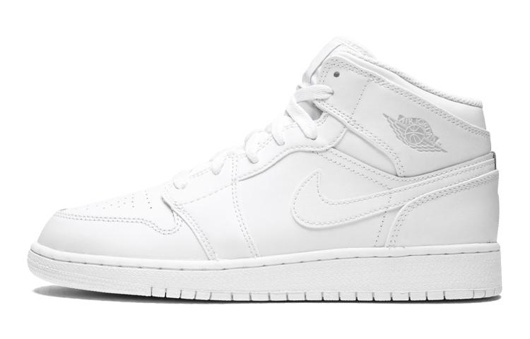 Jordan 1 Retro Mid GS Triple White 554725-104 38.5