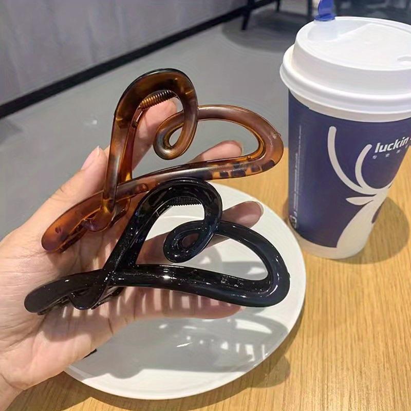 Vintage Heart Shape Plastic Hair Claw For Women Back Hair Holder Elegant Hair Clips Hairpin Fashion Hair Accessories