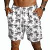 Herren Leichte Shorts mit Kordelzug Schnelltrocknend Entspannte Passform Fünf Taschen Sommer Strand Print Lässig Elastischer Bund Shorts