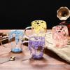 Double Wall Glass Coffee Mug Heat Insulation Tumbler Unique Flower Pattern Cup Insulated Heat Resistant Tea Latte Mugs with Handle