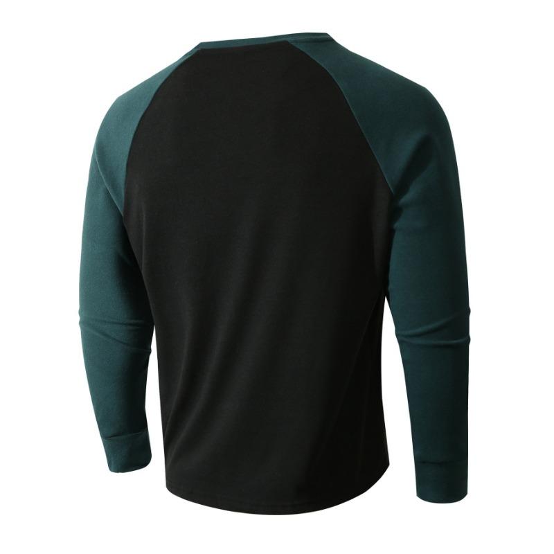 Men S Slim Fit Round Neck Long Sleeve Color Block Pullover Base Layer