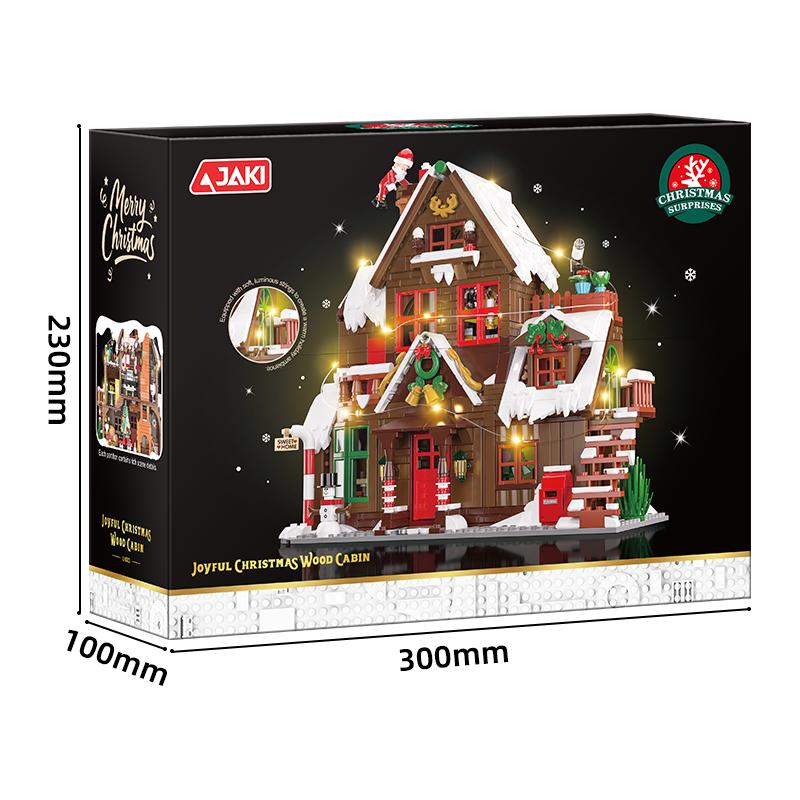Jaki Christmas Wooden House Model Assembly Toy Home Creative Ornament Building Blocks Set Christmas Gift For Boys And Girls