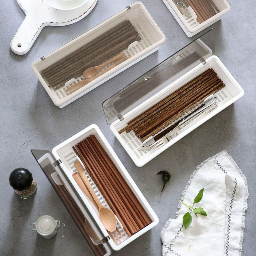 Plastic Utensils Drawer Organizer Drainage Cutlery Storage Box Chopstick Box  Utensil Holder