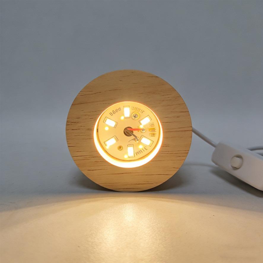 USB Switch Desktop Decorative Lights Dimmable Wooden Colorful Gradient Remote Control Light Base Display Light Support Ornament