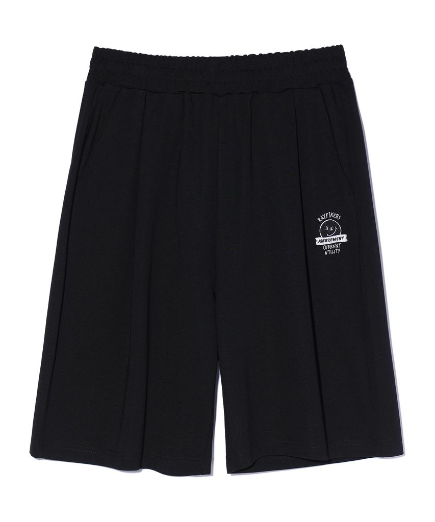 RAYFIKERS Wicked Smile One-Pleat Sweat Shorts Black (Mo7Pu493-076)