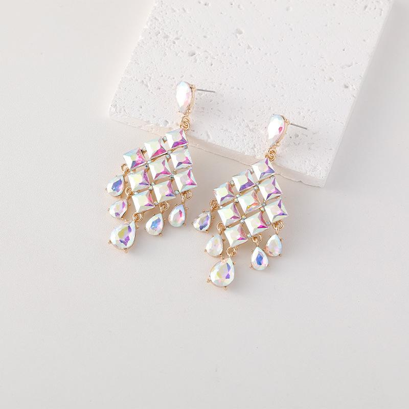 Korean 2024 New Fashion Popular Vintage Shine Rhinestones Earrings for Women Luxury Crystal Elegant Dangle Earings Jewelry Party