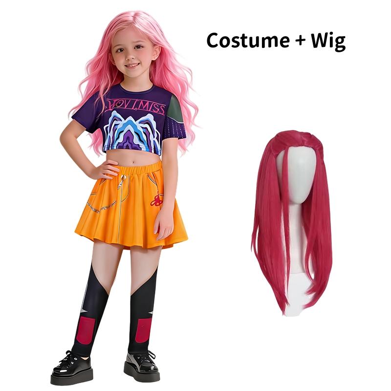 Kinder Mädchen Kpop Rumi Zoey Mira Cosplay Kostüm Anime Jäger Cosplay Kleidung Perücke Outfit Halloween Party Kostüme für Kind