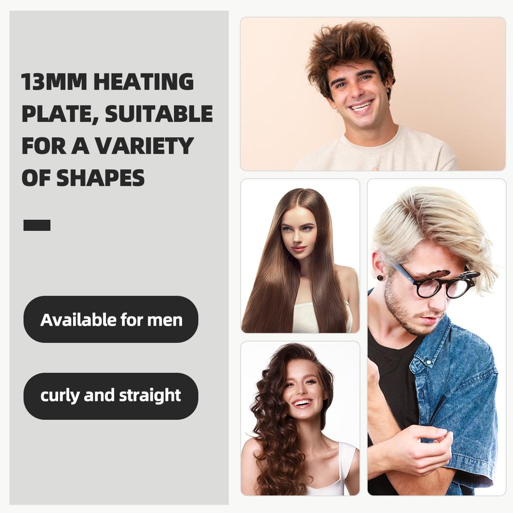 2 In 1 Professional Hair Straightener Hair Curler Ceramic Fast Heating Flat Iron For Short Hair Women And Men Beard Straightener