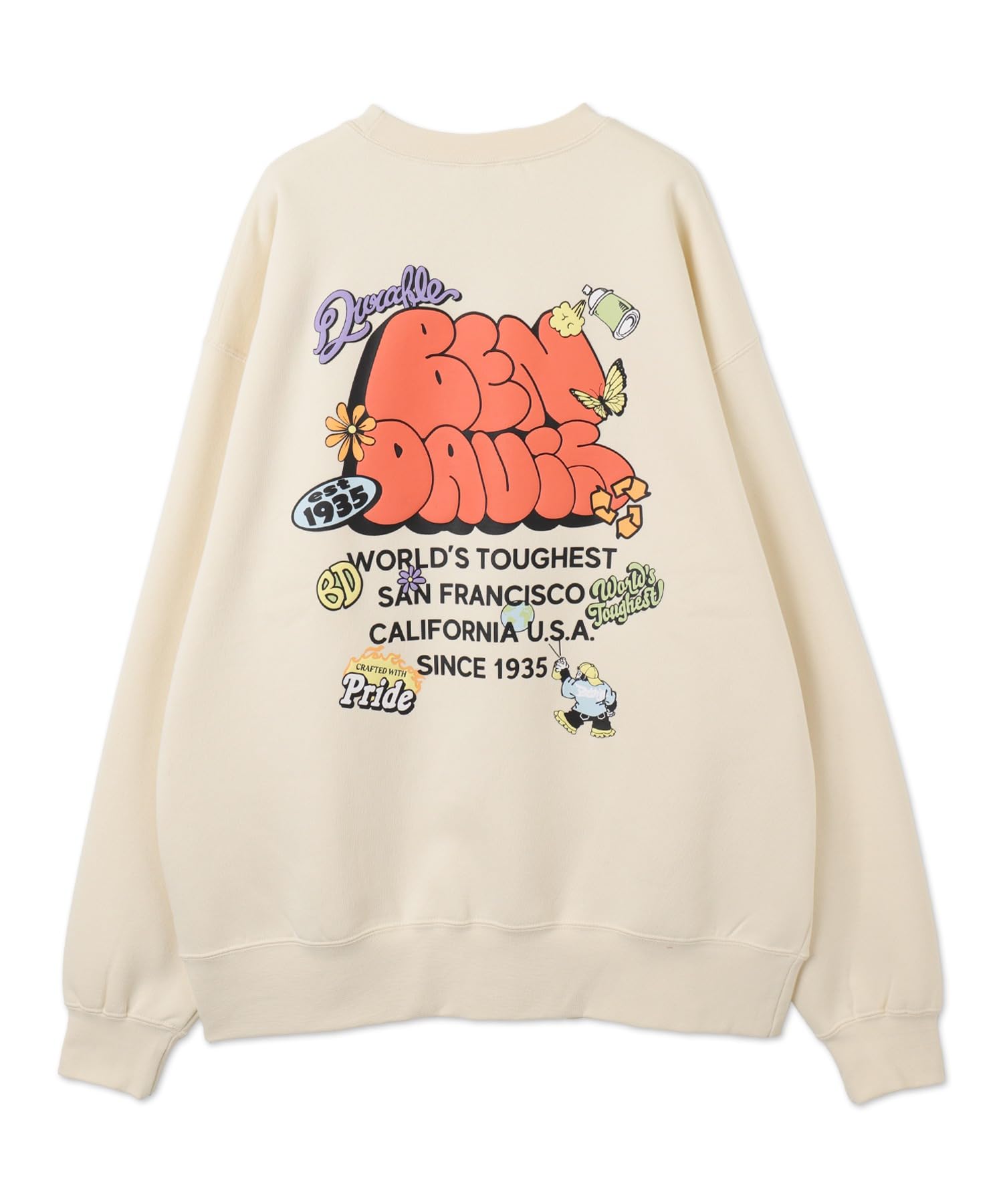 

WEGO Ben Davis Plump Logo Pullover Size Gift Men s Custom-Made Sweatshirt, Off-White, M, Unisex, Streetwear, Casual, Oversized, Fall/Winter Wear,