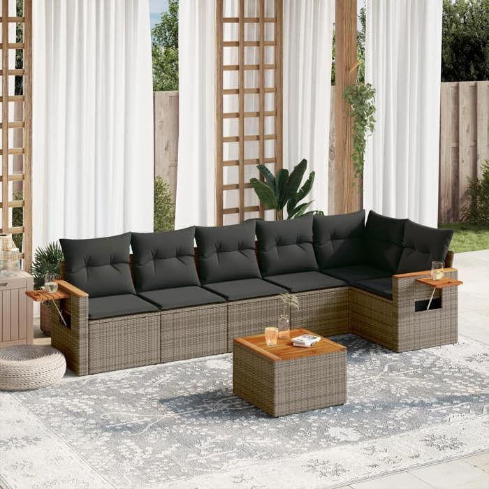 VidaXL Garden Lounge Set with Cushions 7 Pcs, Patio Sofas, Patio Furniture Set, Outdoor Furniture, Grey 3226837