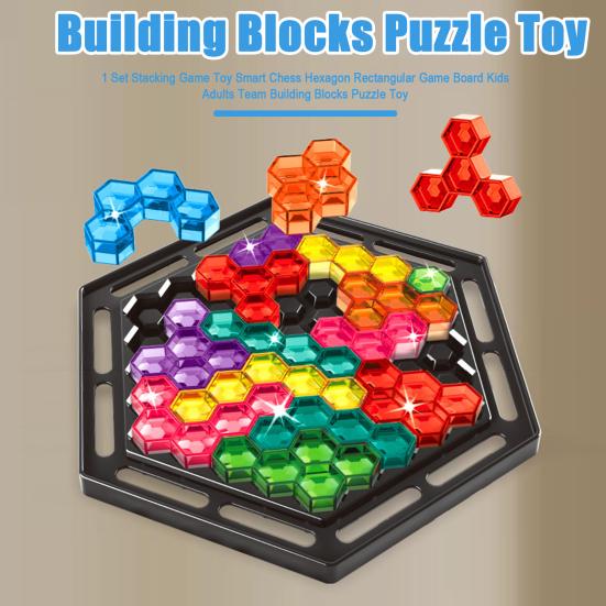 

1 набор игрушек для игры в стек, умные шахматы, шестигранная прямоугольная игровая доска для детей и взрослых, командные строительные блоки, головоломка Hexagon