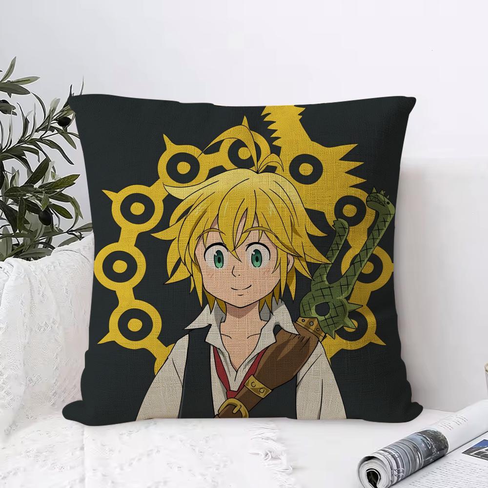 Anime DDeadly SSins Cushion Cover Eco Linen Pillow Case DoubleSided Print Breathable Durable Zipper Home Decor Gift