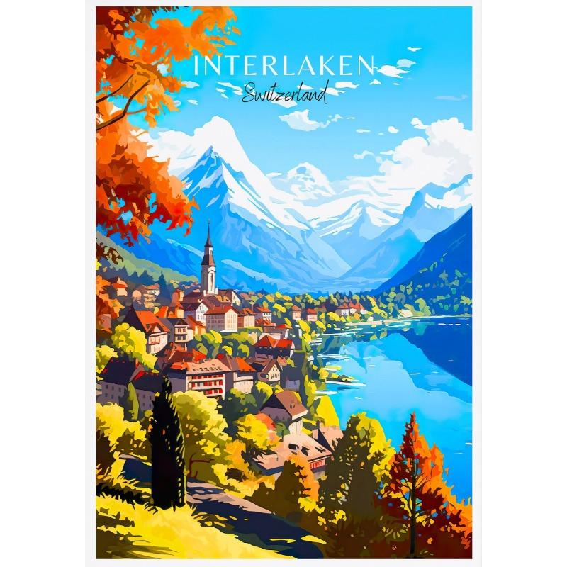 

Швейцария Финляндия Туристический плакат Лапландия Порвоо Хельсинки Церматт Холст Картина Настенное искусство Картина для гостиной Домашний декор 21cm×30cm NoFrame