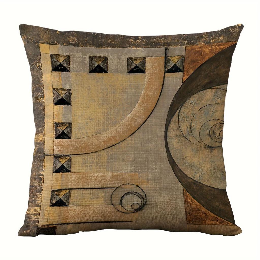 Wheel Geometric Retro Pillow Cover Super Soft Polyester Material Living Room Sofa Back Car Pillow Cover Home Decoration