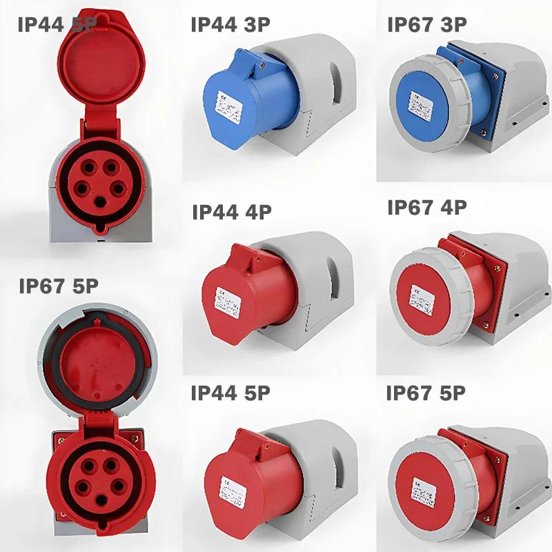 Průmyslová zásuvka IP44 IP67 3pinový vodotěsný konektor 16A 32A zásuvka průmyslová samec/samice elektrická zástrčka nástěnná zástrčka