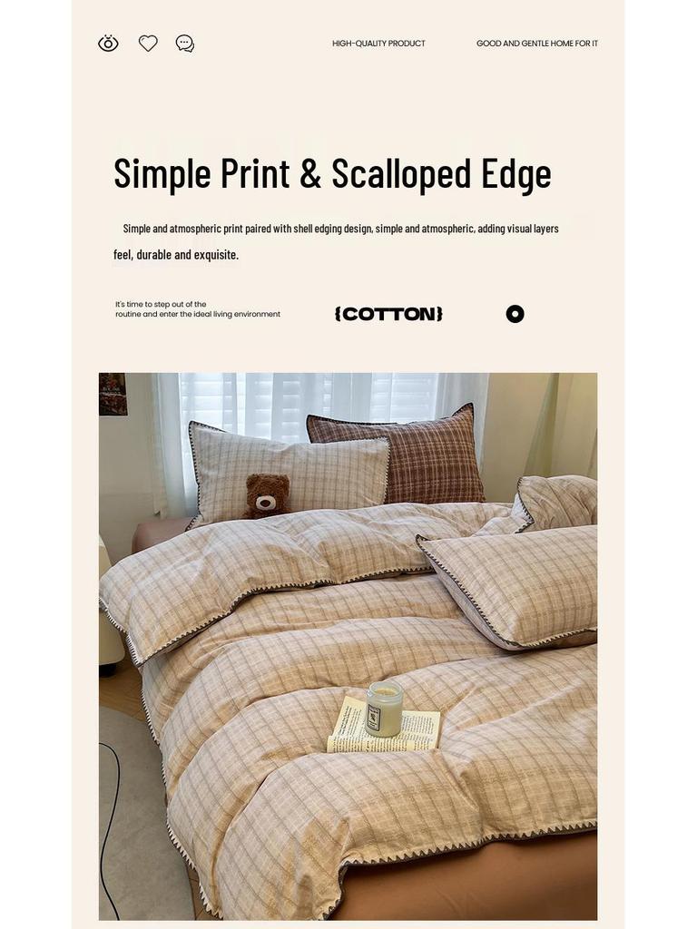 Gebürstetes Verdicktes Baumwoll-Bettwäsche-Set - Herbst & Winter Bettbezug, Laken für Wohnheime