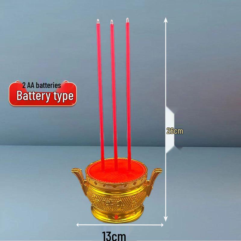 

LED Buddhist Altar Candle & Incense Burner - Long-Life Electronic Offering for Wealth God Excludes Battery