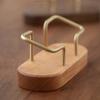 Oval Business Card Holder Organizer Office Desk Display Stand Memo Counter Accessories Tabletop Shelf Wooden Card Holder Storage
