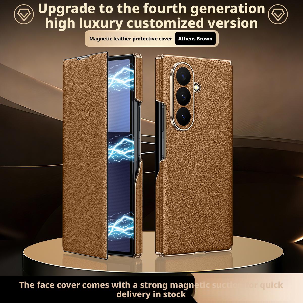 

Luxury Premium Genuine Leather For Samsung Galaxy Z TriFold Case New Flip Magnetic Leather Full Protective Shockproof Cover Genuine Leather&Samsung Galaxy Z TriFold