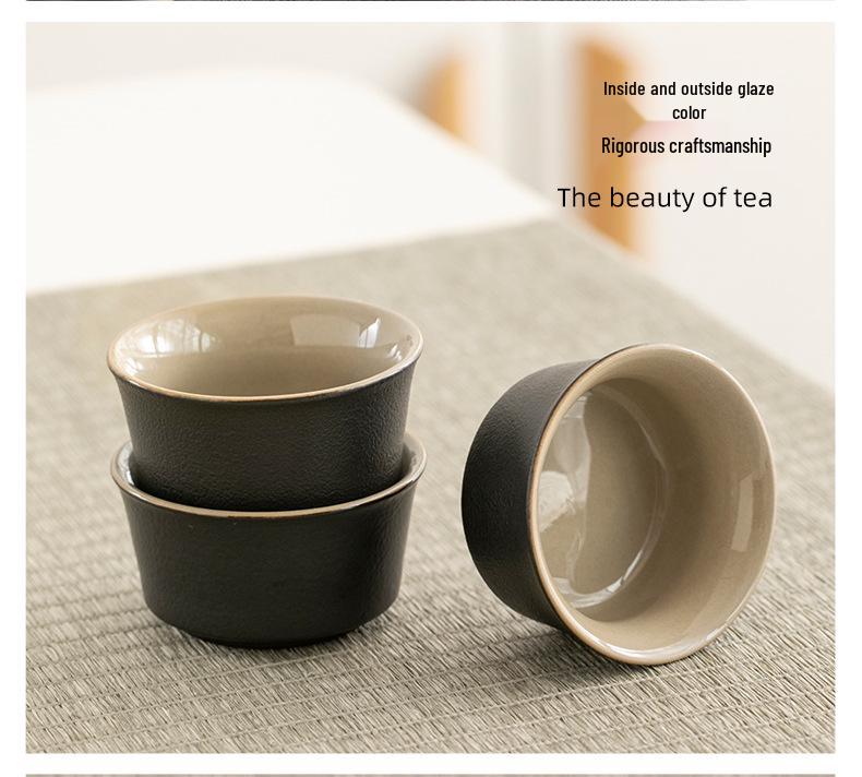 Portable Black Pottery Kung Fu Tea Set - Customizable with Logo for Business Gifts & Souvenirs