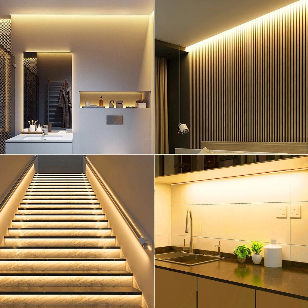 Spina di UE 12V 1M/2M/3M/4M/5/M Lampada al neon a strisce LED impermeabile con scansione manuale e interruttore dimmer touch per l'illuminazione dell'armadio da cucina