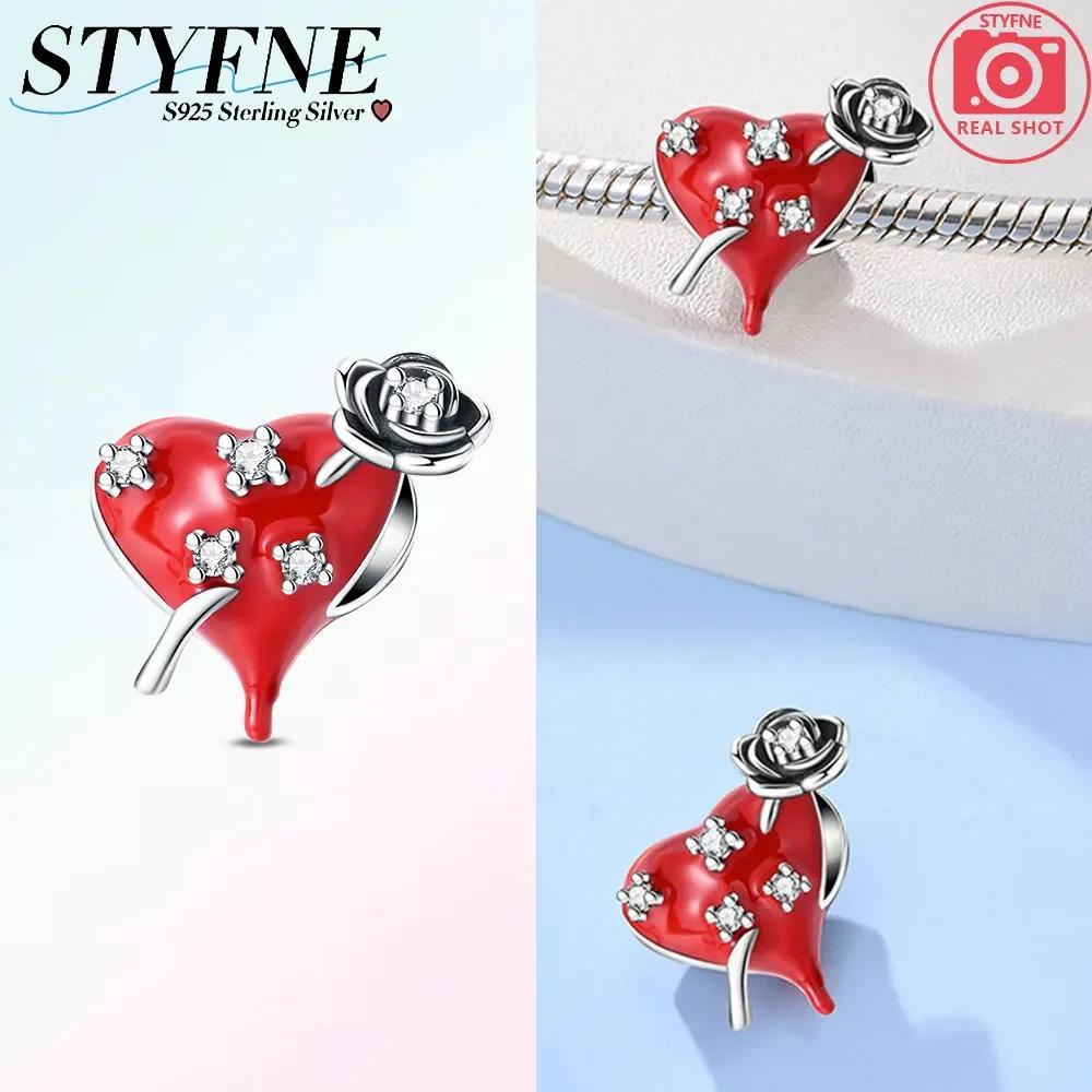 

Original Red Santa Claus Heart Rose Blue Bird Avocado Beads Fit Bracelet Charms Copper Women Jewelry Diy Valentines Gift