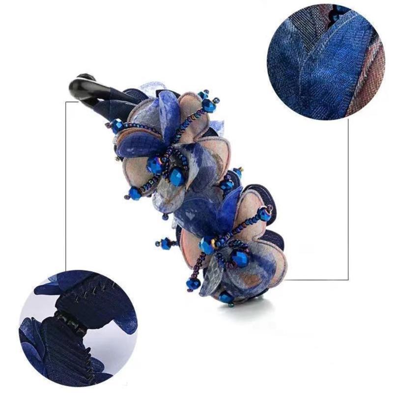 Elegant Fabric Banana Hair Clip Flower Hairpin With Anti Slip Design Comfortable And Stylish For Daily Use