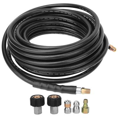 Pressure Washer Sewer Jetter Kits Accessories 14in NPT 5800PSI 15 Meters Rubber Hose