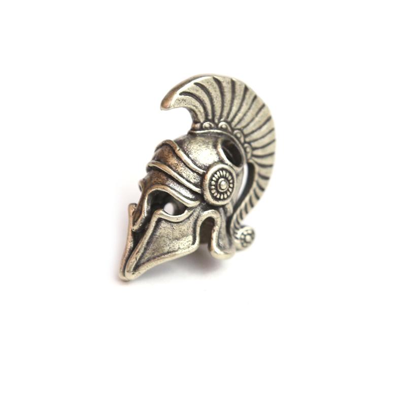 Helma spartského římského válečníka Mosazné korálky na nůž Venkovní EDC nástroj Paracordový náramek na klíče s přívěsky Pletené lanové náramky Příslušenství