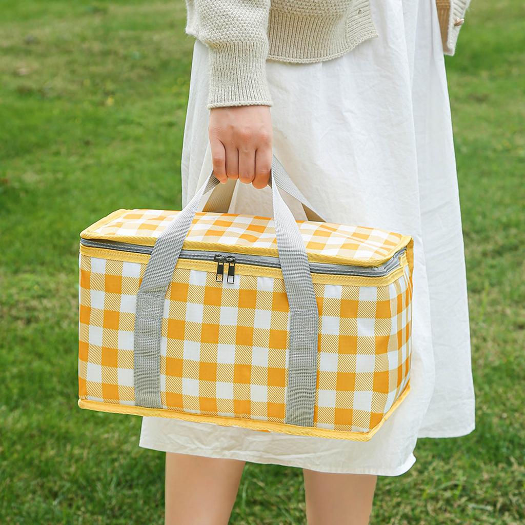 Insulated Picnic Bag with Zippered Top Reusable Beach Coolers Bag Large Capacity Insulated Camping Coolers Storage Bag