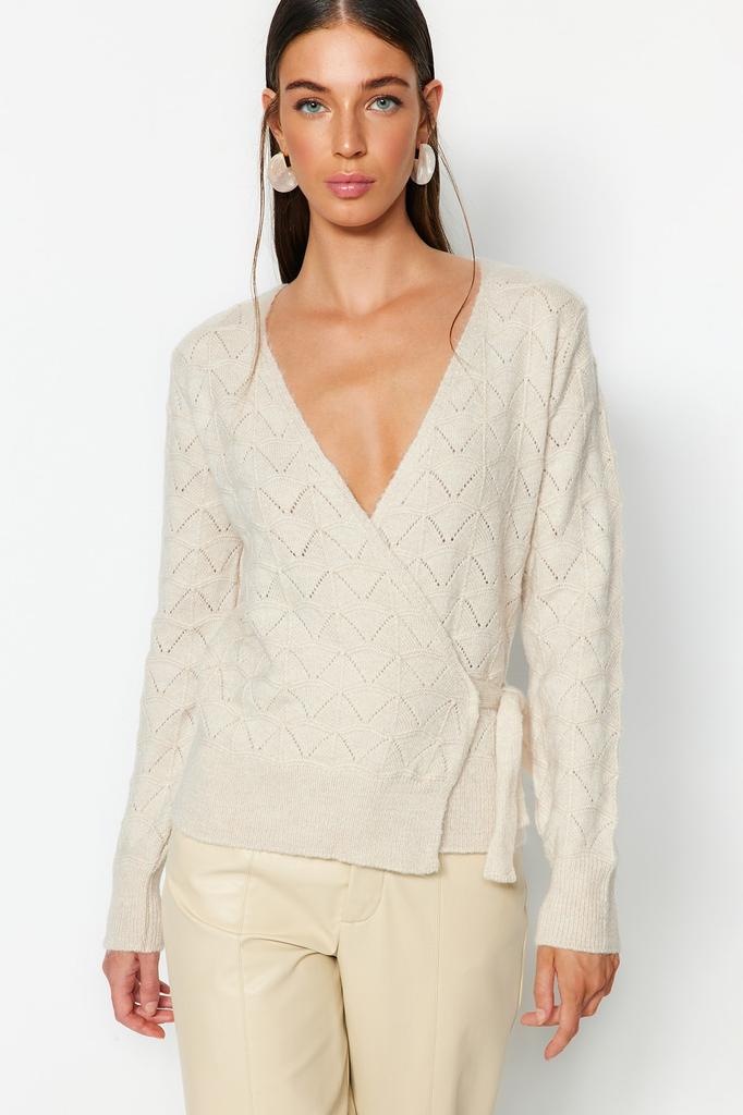 Modă Femei Pulover Nou Piatră Moale Texturat Guler Dublu Piept Tricotaje Pulover