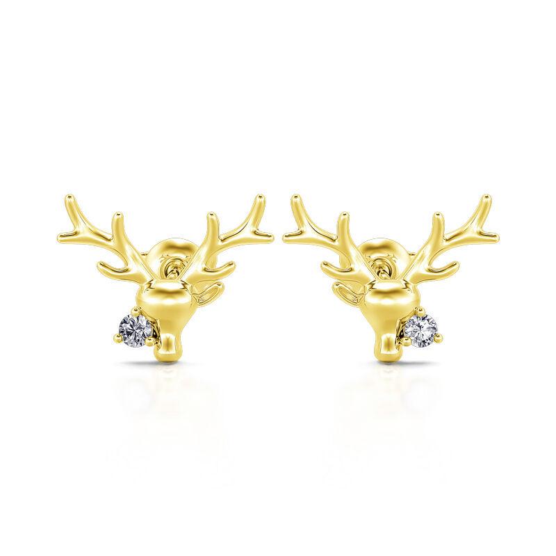Cao Shi Trendy Christmas Antler Stud Earrings with Micro-Paved Zircon for Women