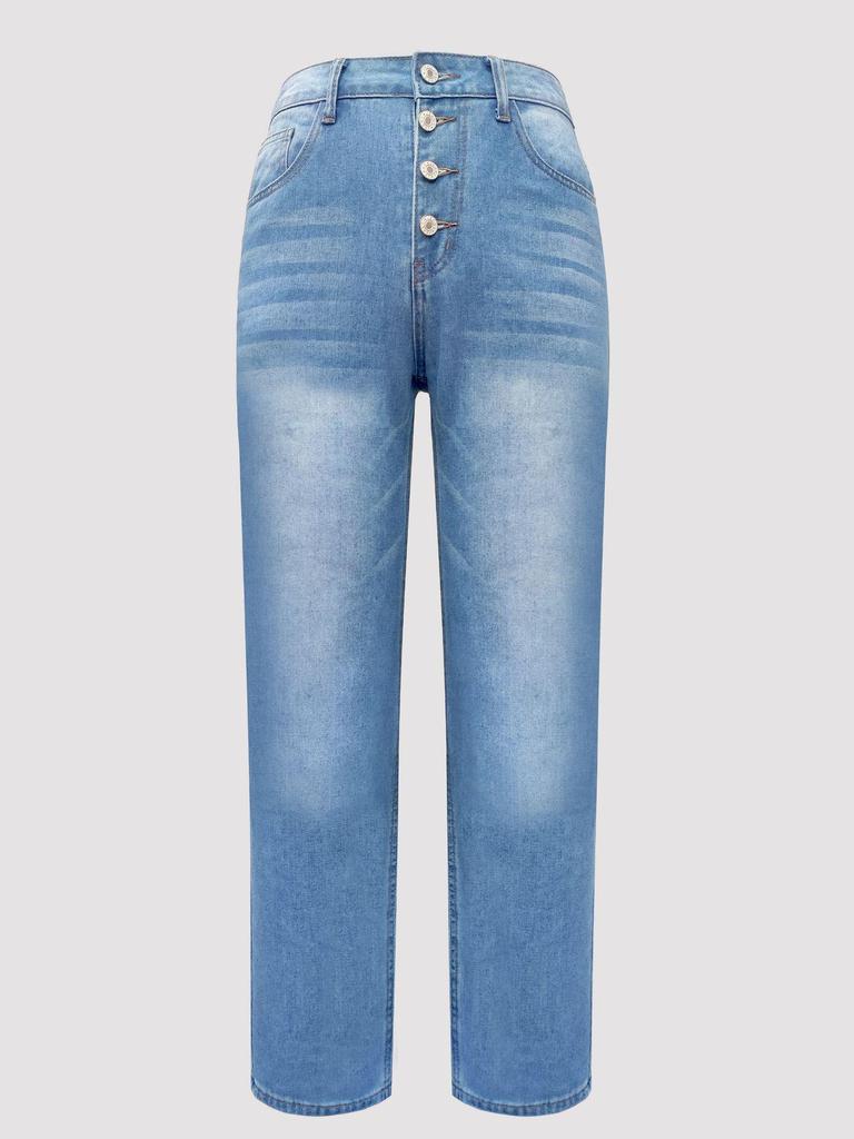 2023 Spring & Autumn Women's Casual Loose Slimming Straight-Leg Culottes Jeans