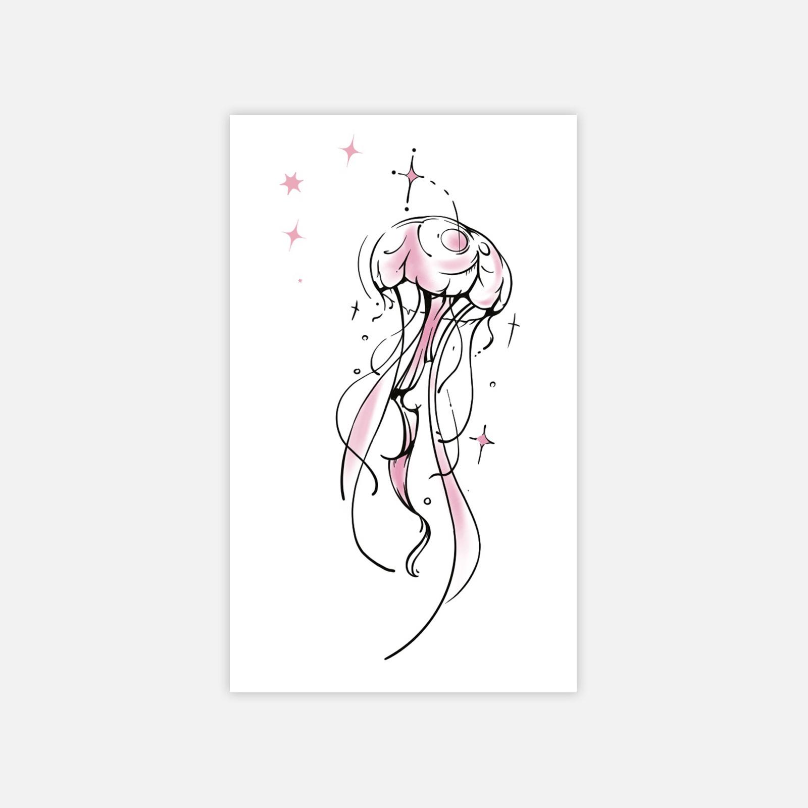 

Star Ink Jellyfish Tattoo Sticker, Waterproof And Long-Lasting, Women S Waist Side Gentle Simulation Tattoo 11*18