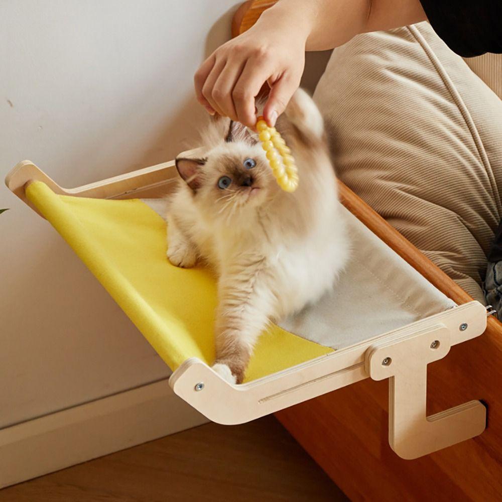 Wooden Hanging Cat Lounge Bed Detachable Cat Basking Platform Cat Nest Beds  Four-Season
