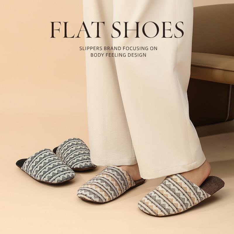 Warm edge silent slippers women's four seasons home indoor bag head summer spring and autumn soft bottom cotton couple floor slippers men
