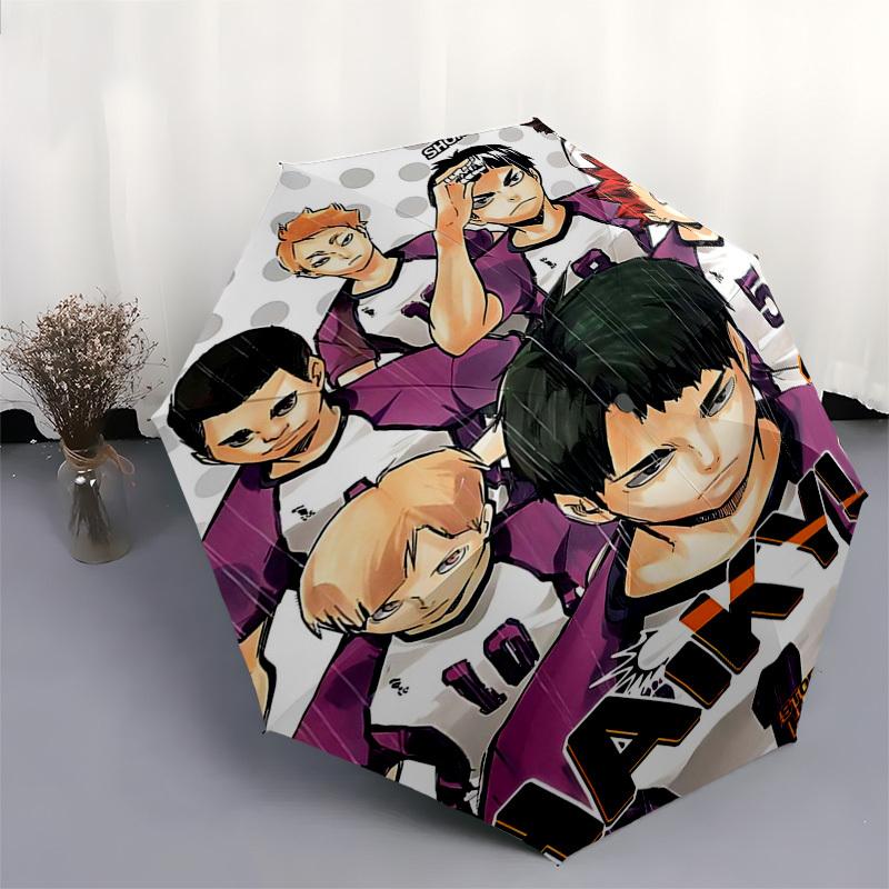 1pc Haikyuu! Anime Characters Umbrella Automatic Opening Closing, Portable 3-Fold Design, 8-Bone Iron Frame, Outdoor Umbrella, Ideal Gift for Fans, Tr