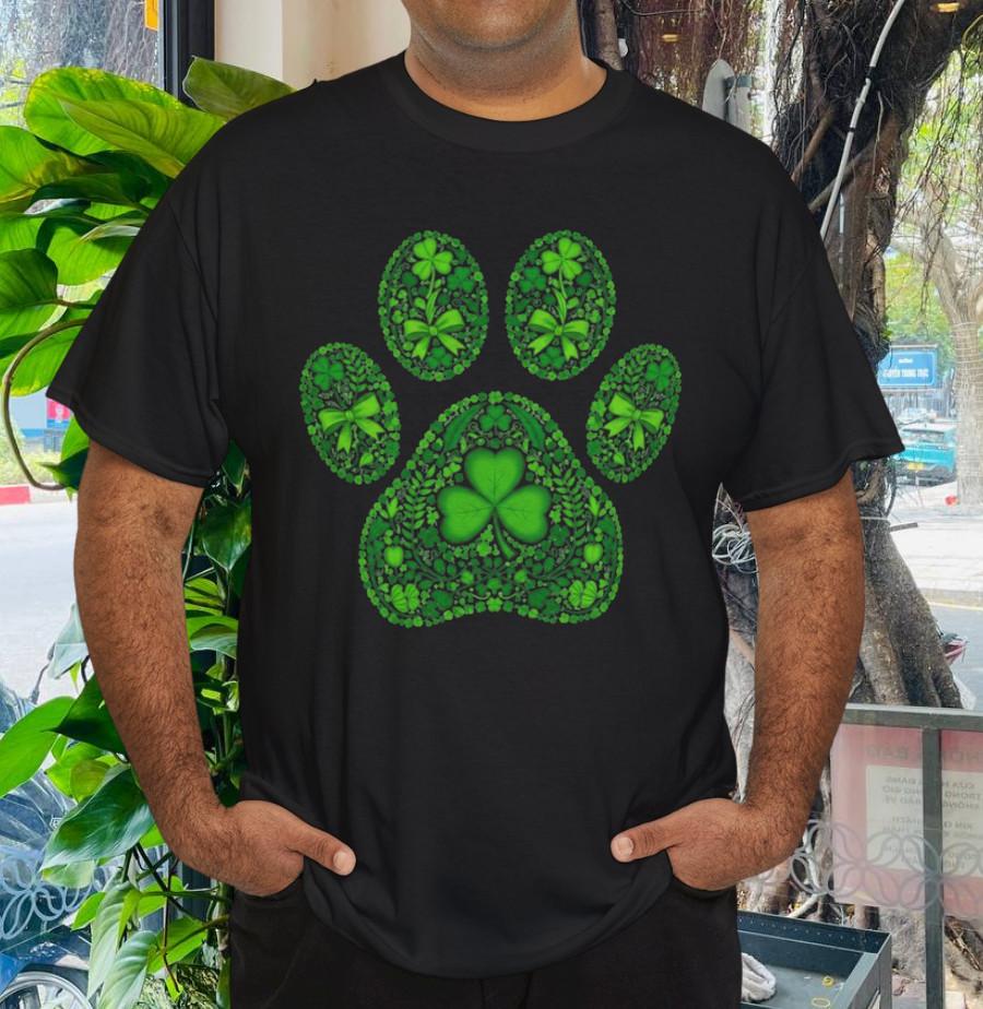 

St. Patrick s Day Irish Paw Print Tee, Dog Lover Shirt 4XL