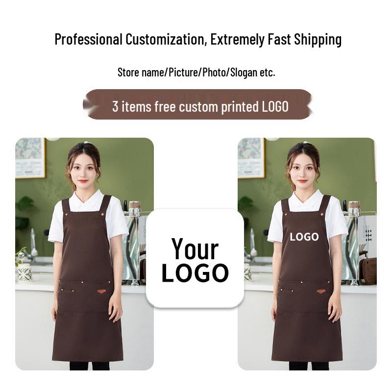 Waterproof Oil-proof Apron for Milk Tea & Flower Shops, Custom Logo, Unisex Catering Workwear.