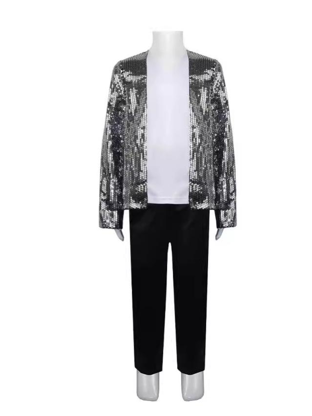 Michael Jackson Unisex Stage Sequin Costume for Children and Adults
