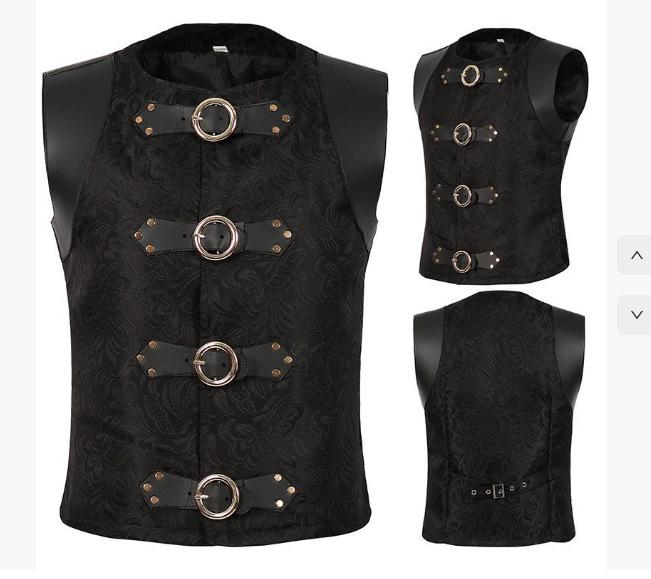 2025 Gothic Medieval Men's Vest and Waistcoat Set for Spring/Autumn - European & American Style Stage Costume